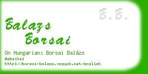 balazs borsai business card